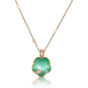 Petit Joli Necklace in 18k Rose Gold with Green Agate White Moonstone White and Champagne Diamonds