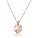 Petit Joli Necklace in 18k Rose Gold with Pink Chalcedony White Moonstone White and Champagne Diamonds