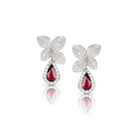 Heart to Earth Earrings in White Gold with Rubies and Diamonds
