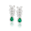Heart to Earth Earrings in 18k White Gold with Emerald and White Diamonds