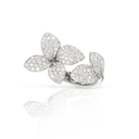 Six Leaves Small Flower Ring in White Gold