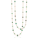 Figlia dei Fiori Sautoir in 18k Rose Gold with Green Agate White Moonstone Malachite Chrysoprase Prasiolite Green Aventurine Moss Agate and Diamond