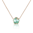 Petit Joli Necklace in 18k Rose Gold with Green Agate White Moonstone and Diamond