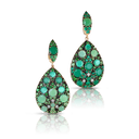 Mandala Earrings in 18k Rose Gold with Green Agate, Chrysoprase, Mother of Pearl, Tsavorite and Diamonds