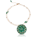 Mandala Necklace in 18k Rose Gold with Green Agate, Chrysoprase, Tsavorite and Diamonds