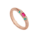 Belle Vante Ethical Tubogas Bracelet Rose Gold Rubellite Chrysoprase Diamonds