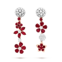 Folie des Prés Earrings in 18K White Gold and Rose Gold with Diamonds and Rubies