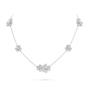 Frivole 9 Flowers Necklace in 18K White Gold with Diamonds