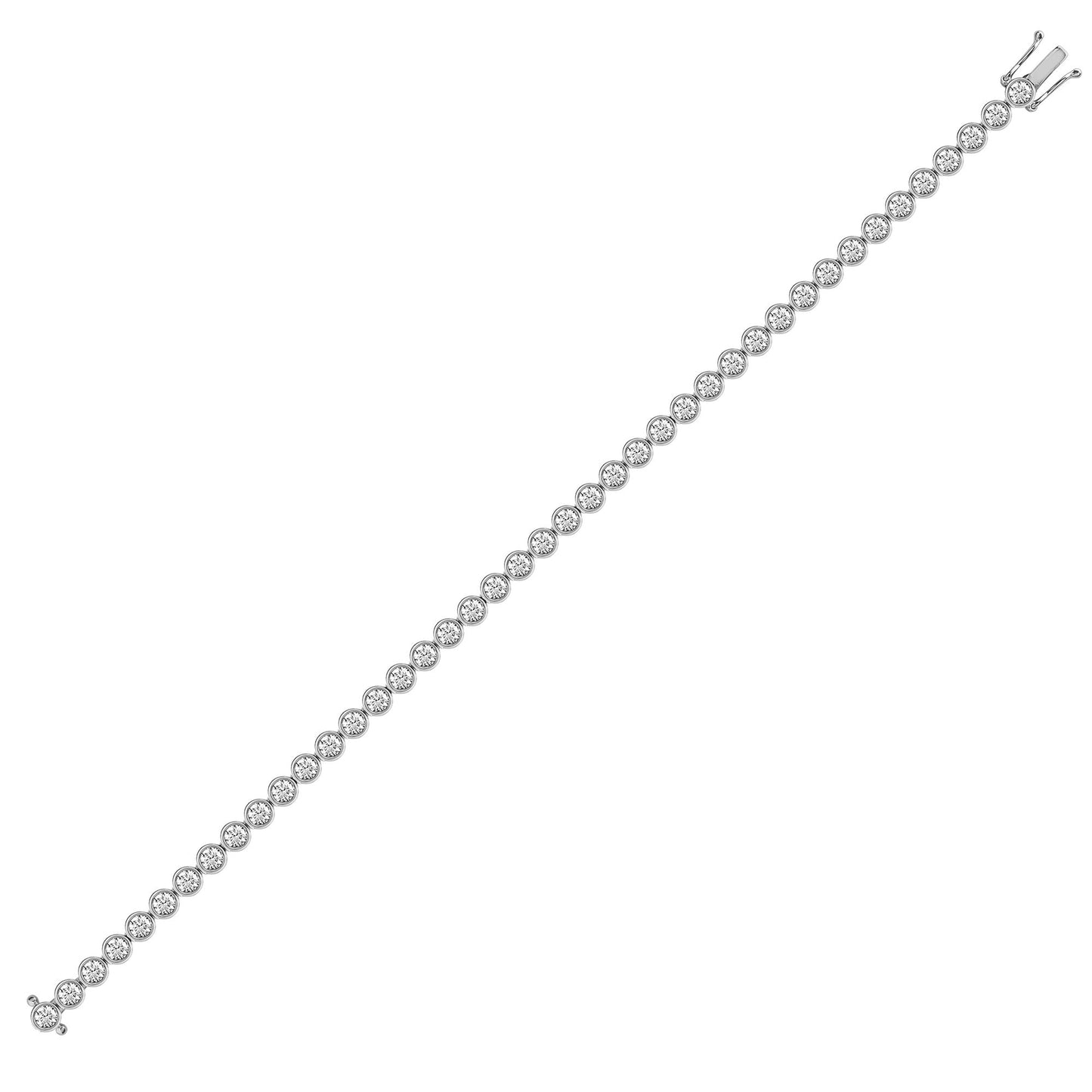 18ct White Gold 1.00ct Rub-over Natural Diamond Line Bracelet