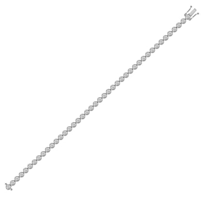 18ct White Gold 1.00ct Rub-over Natural Diamond Line Bracelet
