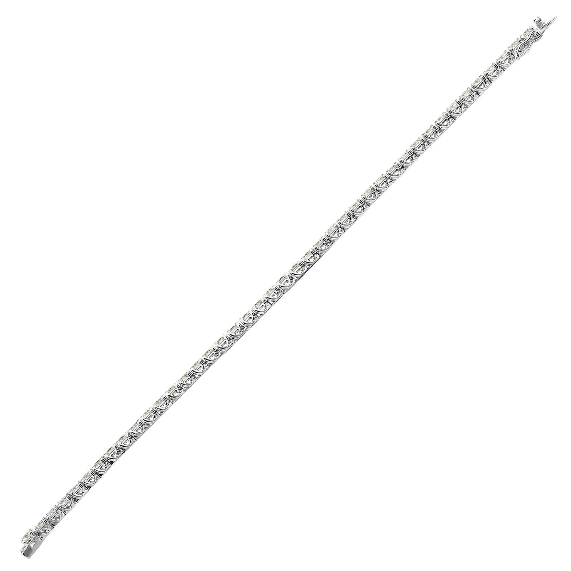 18ct White Gold 8.00ct Claw Set Natural Diamond Line Bracelet