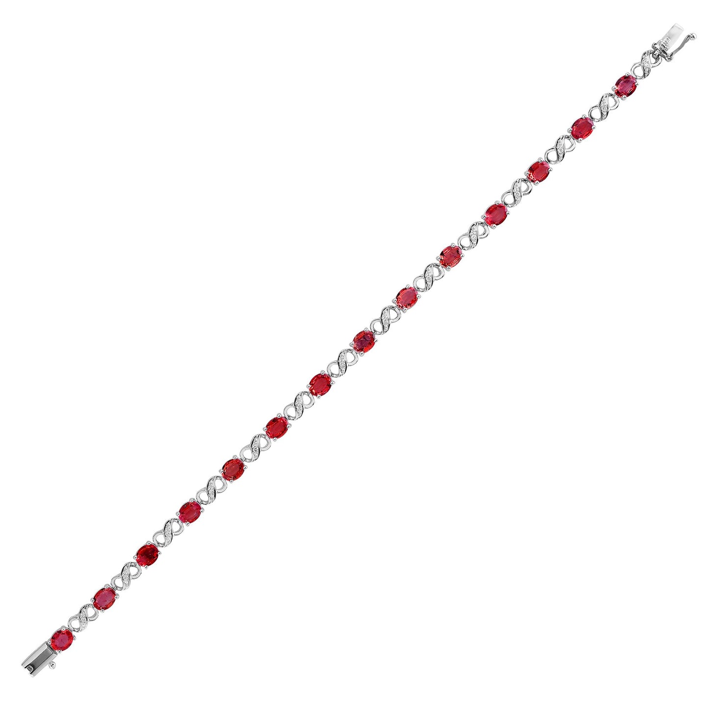 18ct White Gold Natural Diamond And Ruby Bracelet