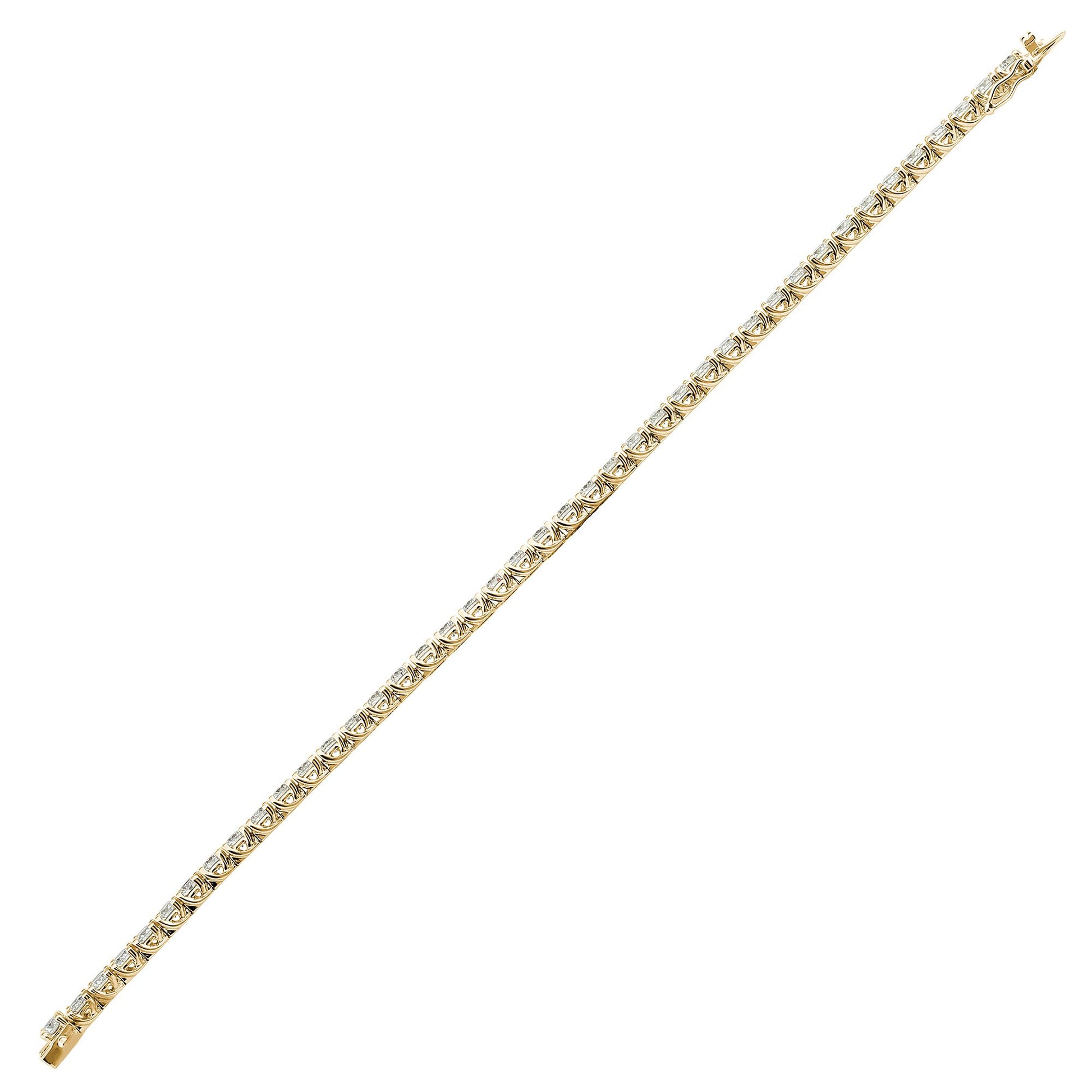 18ct Yellow Gold 4.00ct Claw Set Natural Diamond Line Bracelet