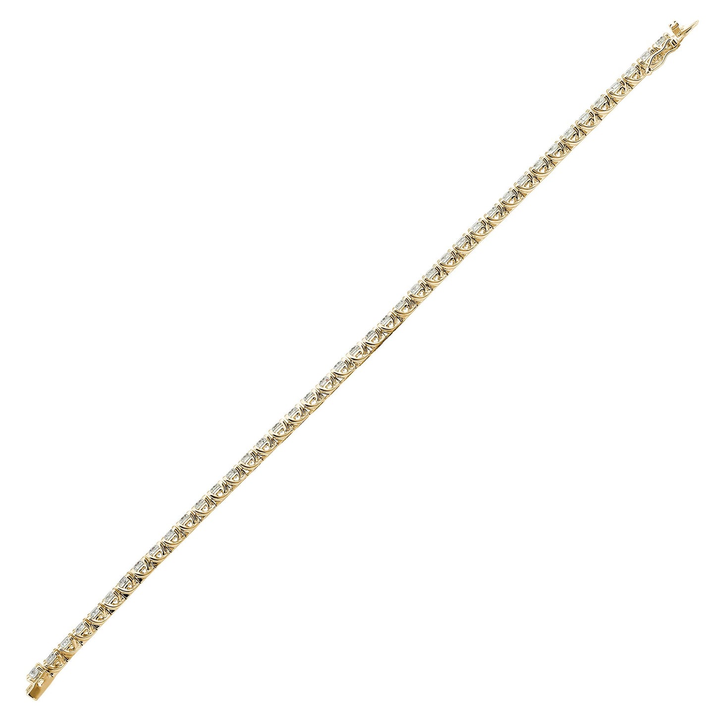 18ct Yellow Gold 2.00ct Claw Set Natural Diamond Line Bracelet