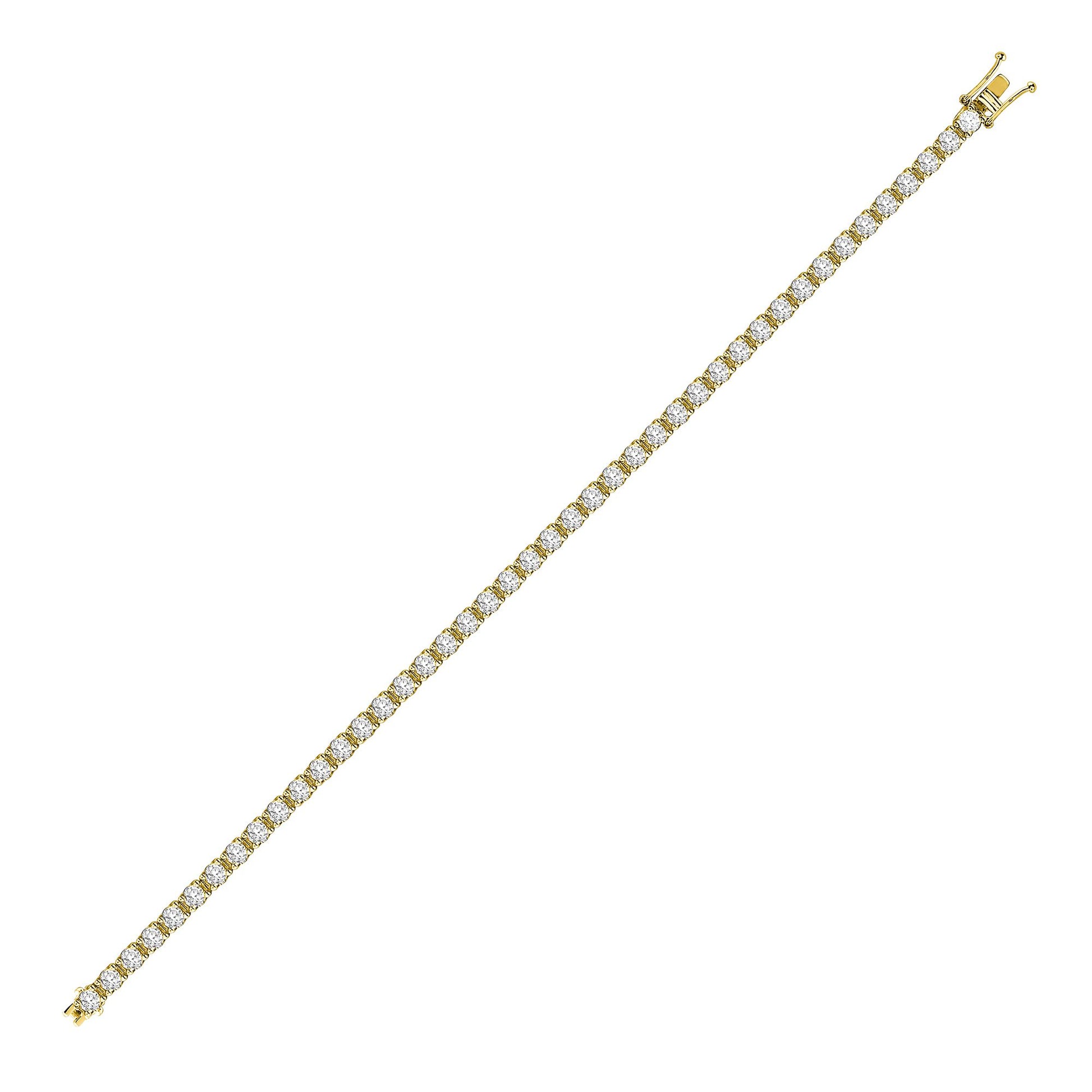18ct Yellow Gold 3.00ct Claw Set Natural Diamond Line Bracelet