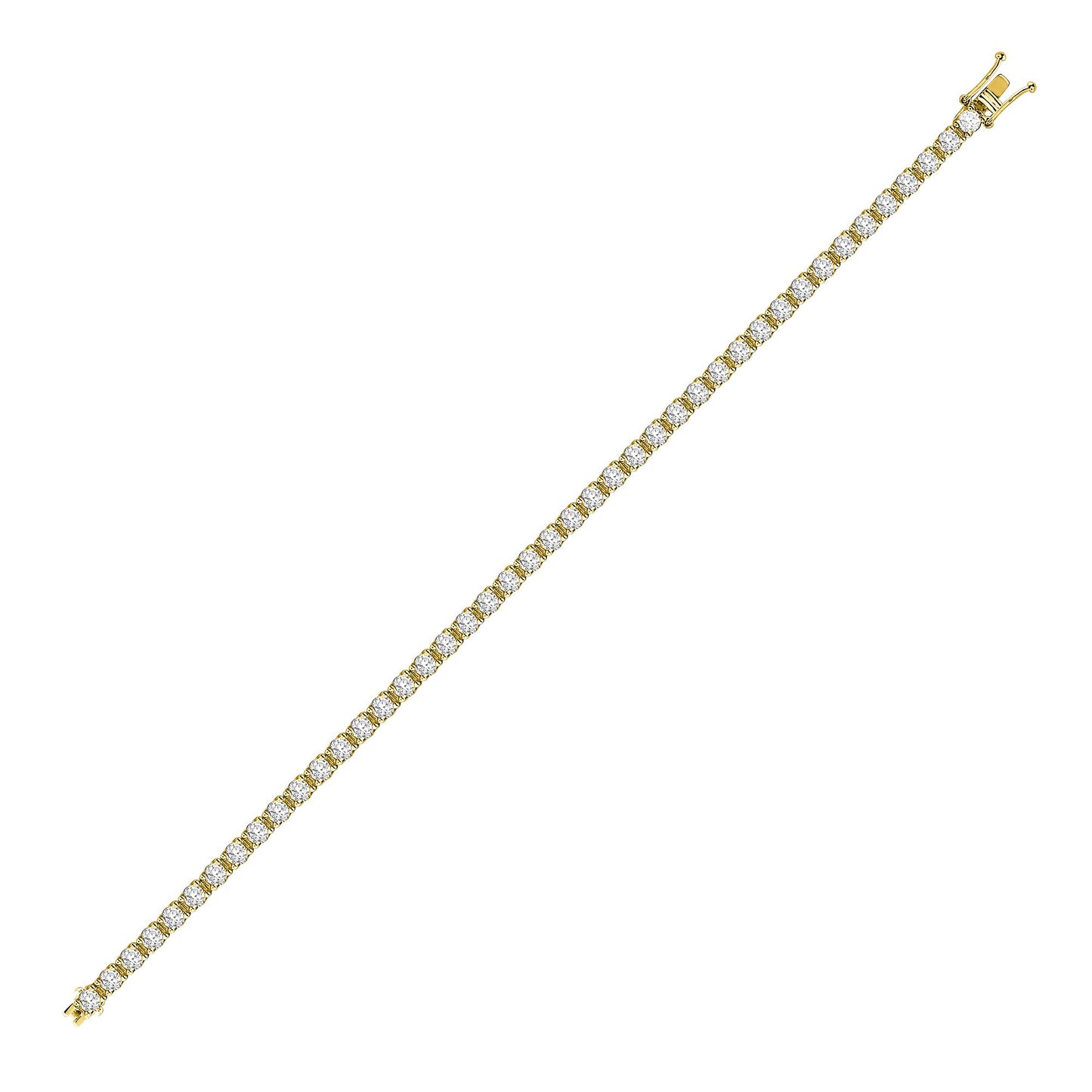 18ct Yellow Gold 4.00ct Claw Set Natural Diamond Line Bracelet