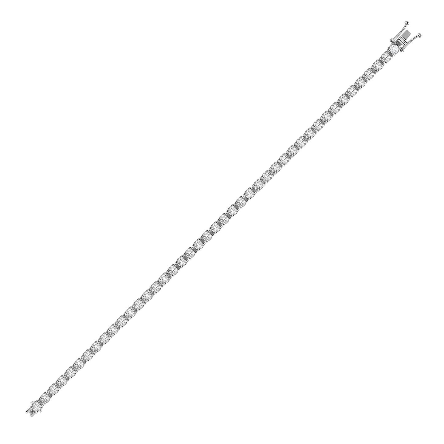 18ct White Gold 8.00ct Claw Set Natural Diamond Line Bracelet - H Si3