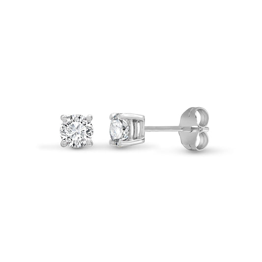 18ct White Gold 35pts Claw set Earrings