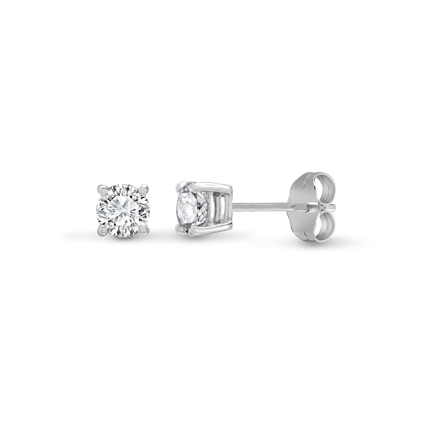 Lab 9ct White Gold 1ct Claw set earrings
