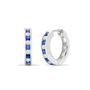 18ct White Gold Natural Diamond And Sapphire Hoop Earrings
