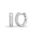 18ct White Gold Round & Baguette Natural Diamond Hoop Earring
