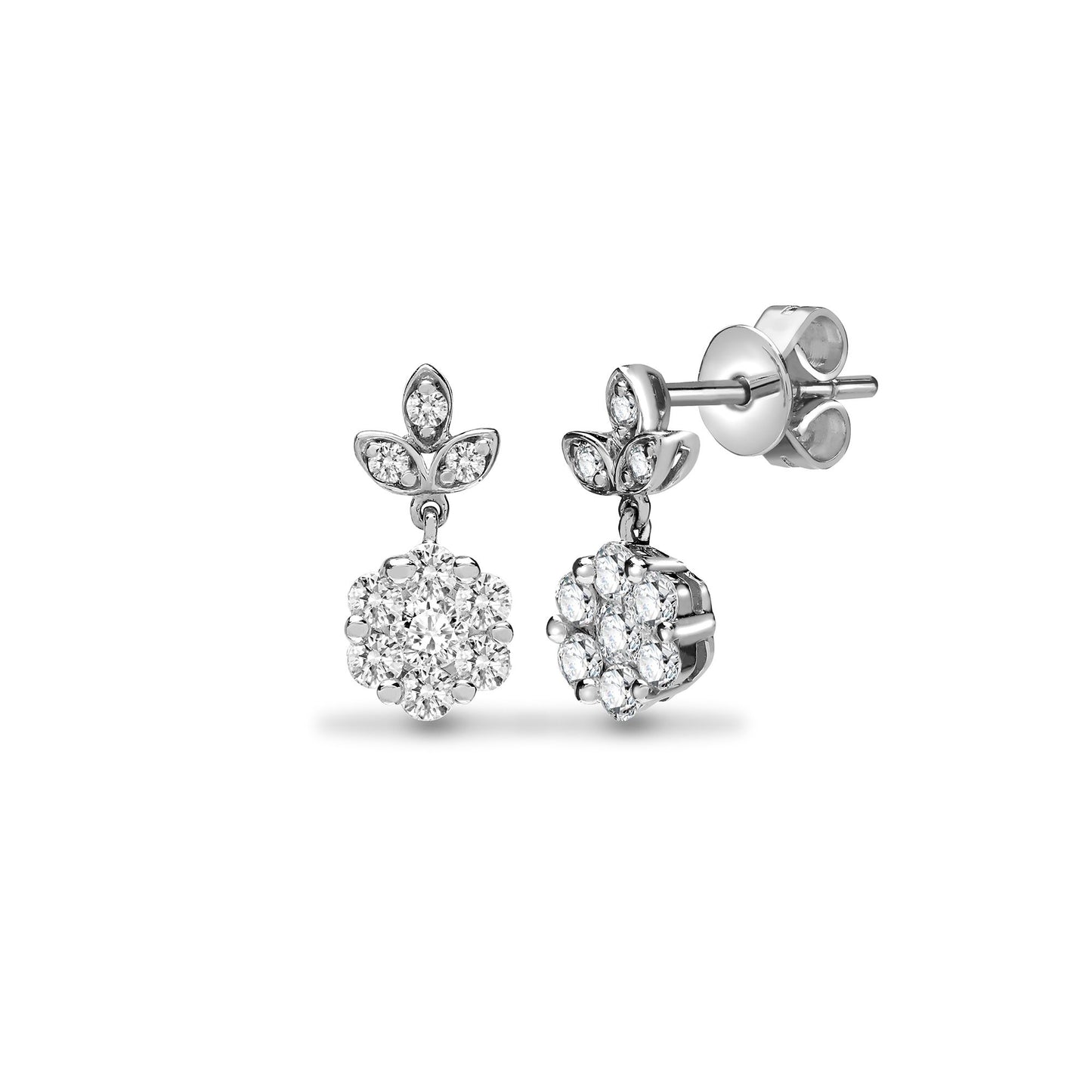 18ct White 0.65ct Natural Diamond 7 Stone Drop Earring