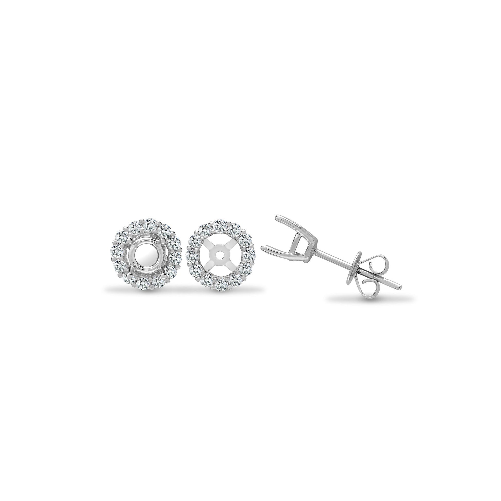18ct White 0.32ct Natural Diamond Stud Earrings Cuffs - Holds 0.25ct Total