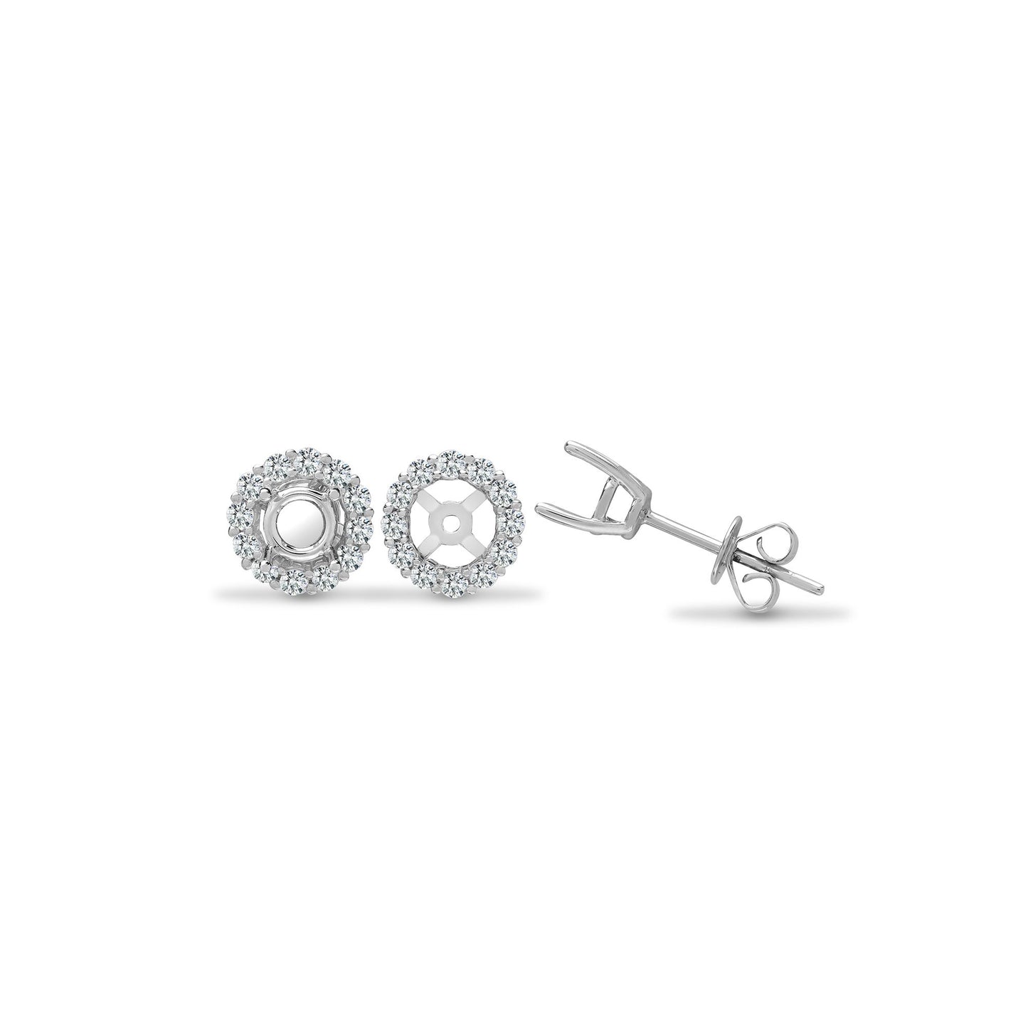 18ct White 0.57ct Natural Diamond Stud Earrings Cuffs - Holds 0.50ct Total