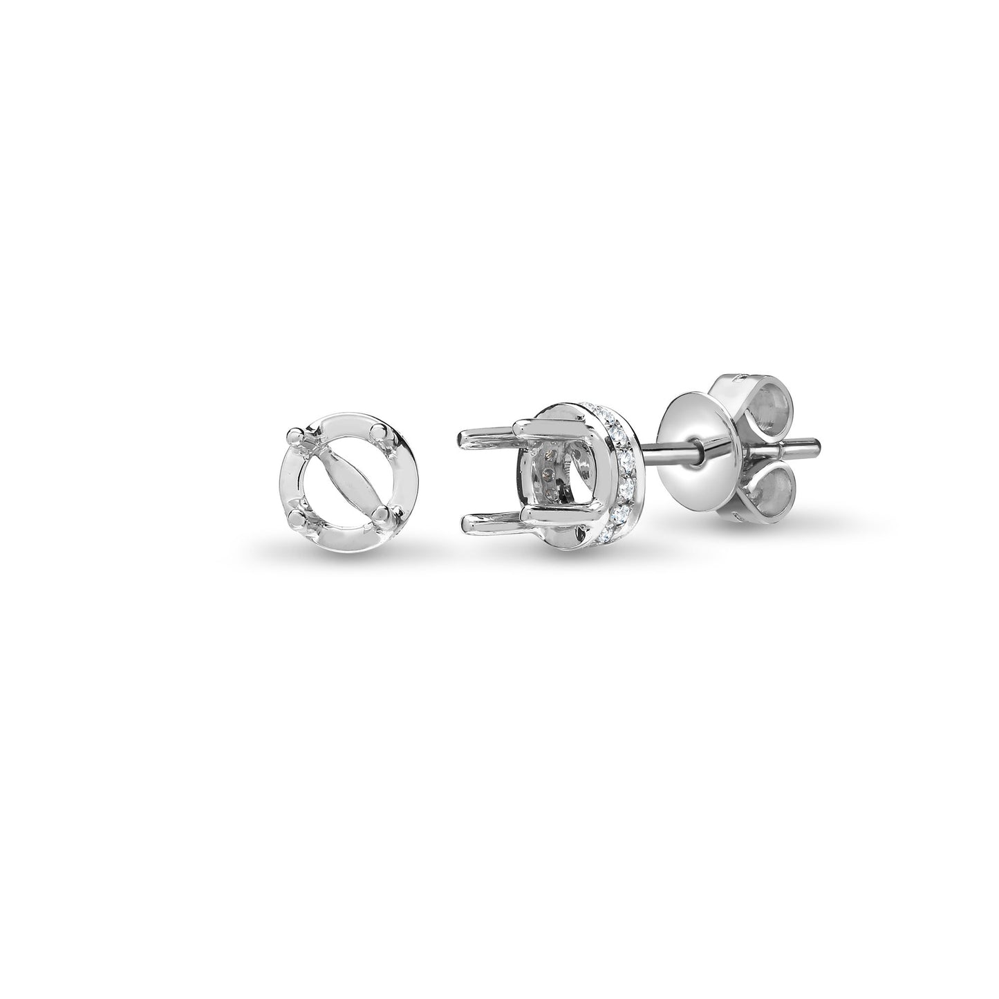 18ct White 0.12ct Natural Diamond Semi Set Studs - Holds 0.75ct Total