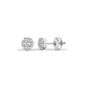 18ct White Natural Diamond 7 Stone Cluster Earrings