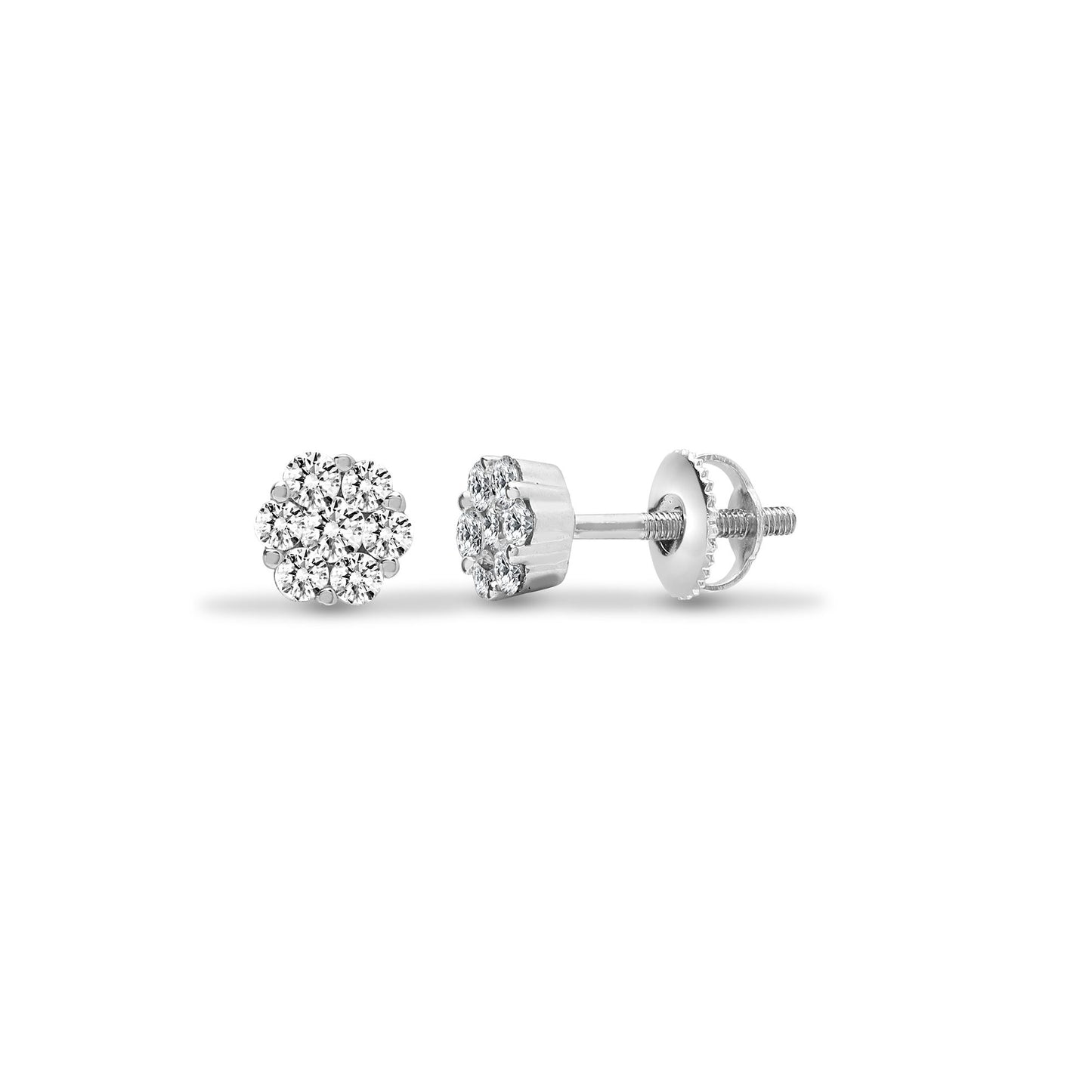 18ct White 0.35ct Natural Diamond 7 Stone Cluster Earrings