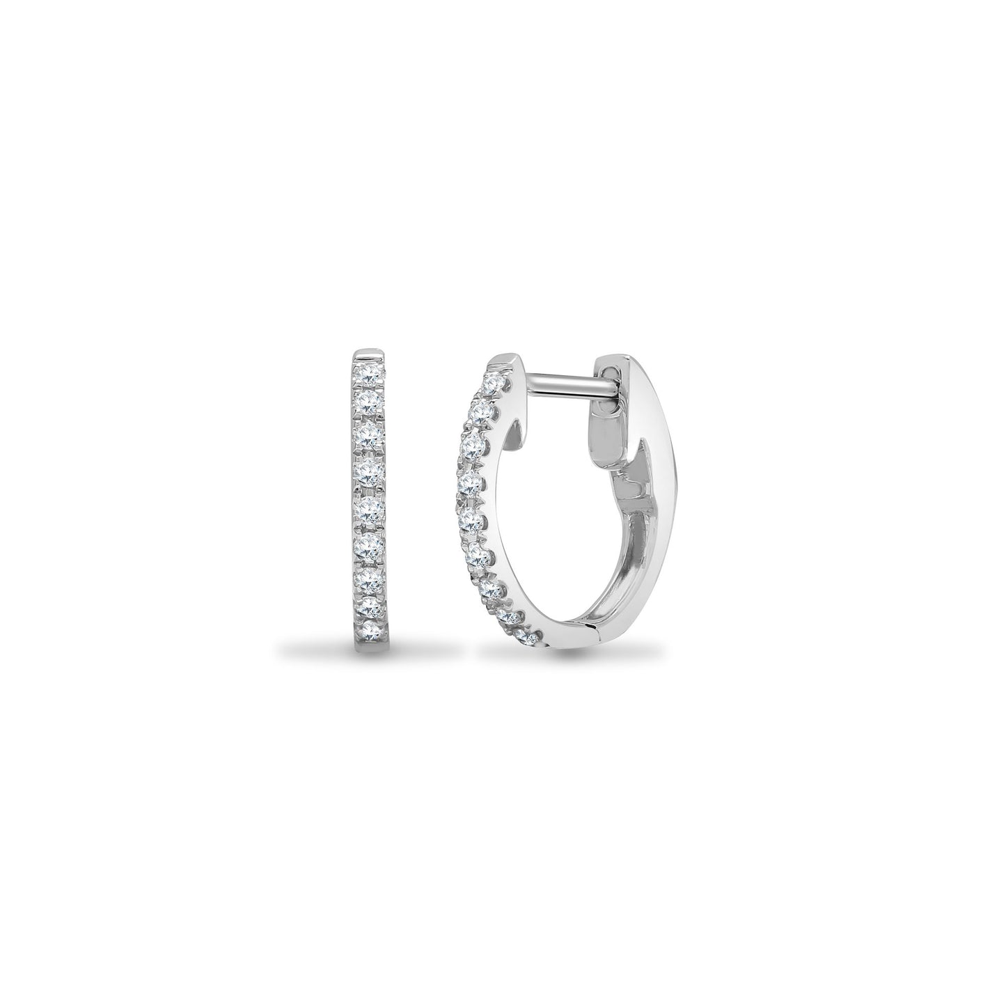 18ct White 0.14ct Natural Diamond Claw Half Set Hoop Earrings