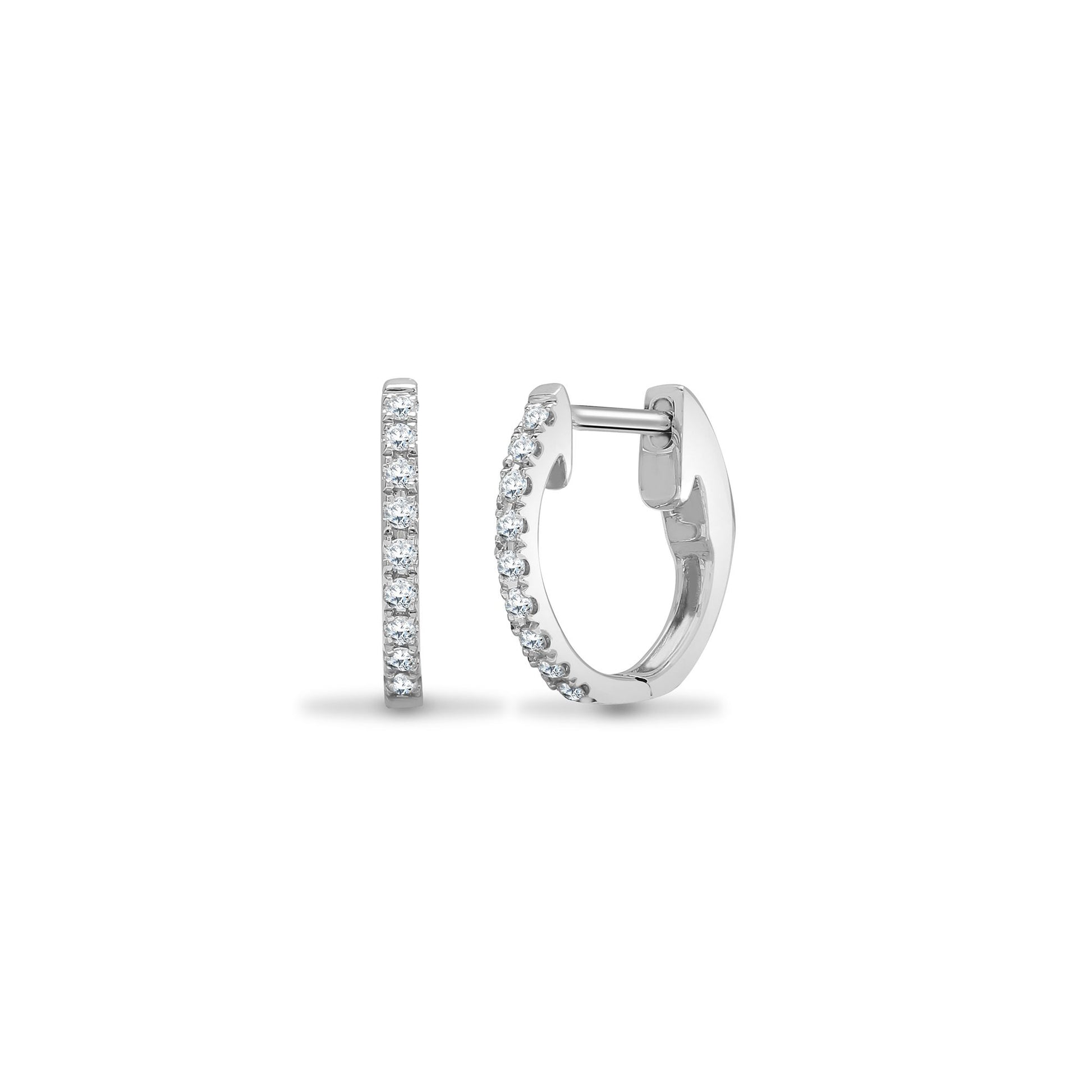18ct White 0.14ct Natural Diamond Claw Half Set Hoop Earrings