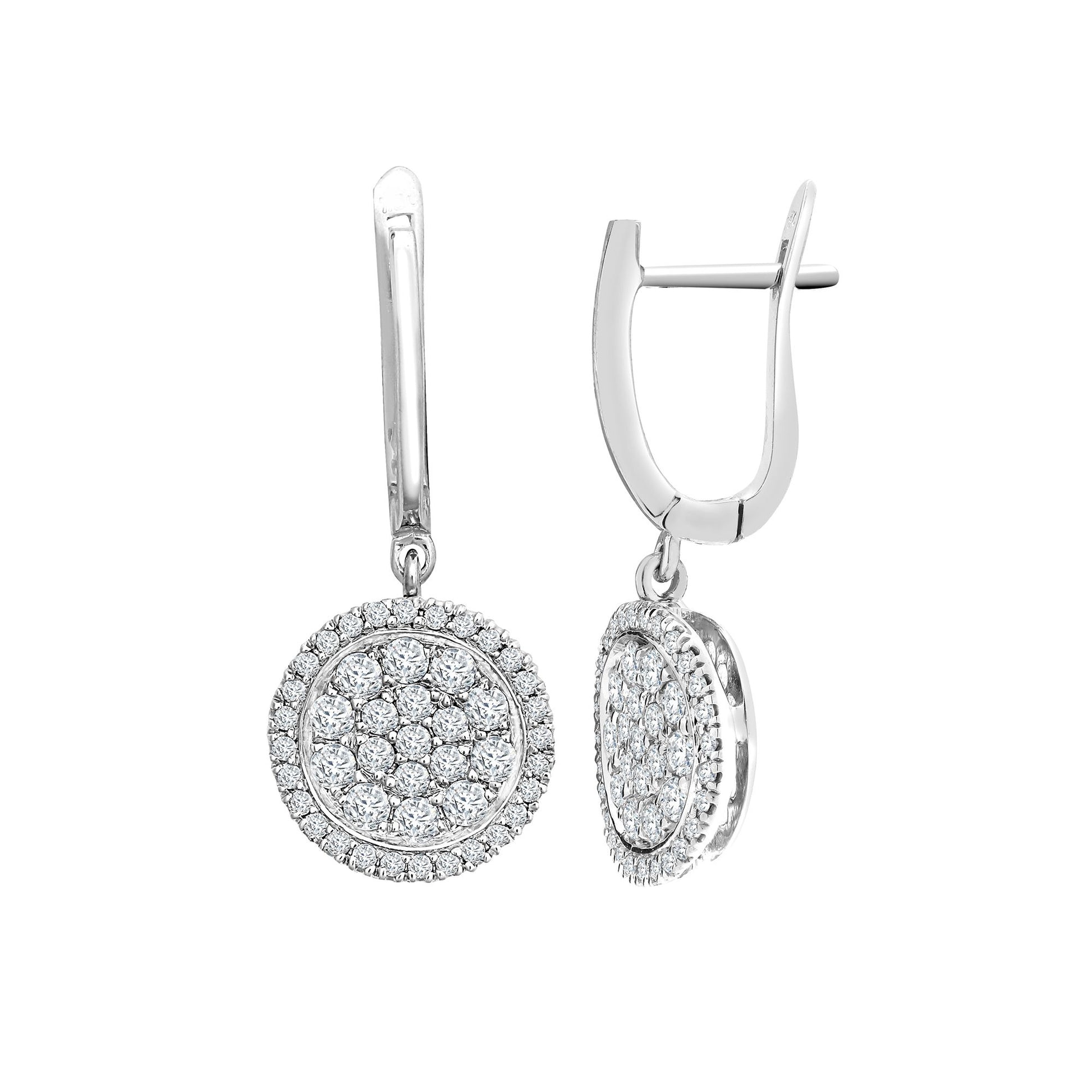 18ct White 1.10ct Natural Diamond Cluster Circle Earring
