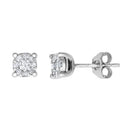 18ct White Natural Diamond 7 Stone Cluster Earrings