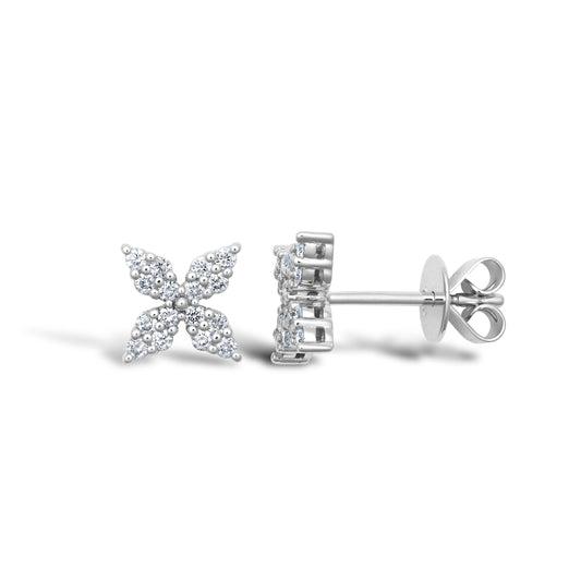 18ct White 0.25ct Natural Diamond X cluster stud earrings
