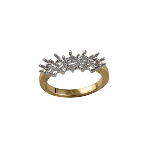 18ct Yellow and white 1.50ct 5 Stone Natural Diamond Ring Mount
