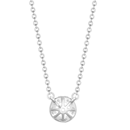 18ct White Gold 0.08ct Natural Diamond Halo Pendant with 16"-18" Chain Extender