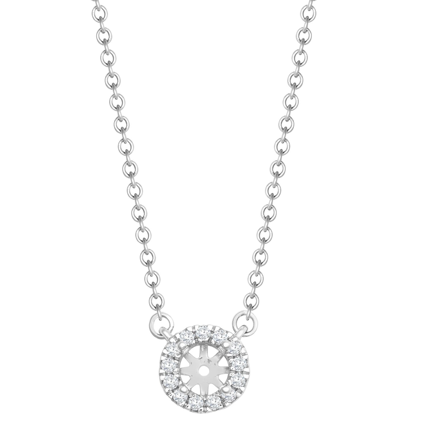 18ct White Gold 0.08ct Natural Diamond Halo Pendant with 16"-18" Chain Extender