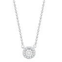 18ct White Gold Natural Diamond Halo Pendant with 16"-18" Chain Extender