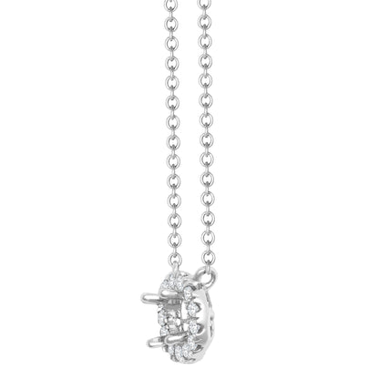 18ct White Gold 0.12ct Natural Diamond Halo Pendant with 16"-18" Chain Extender