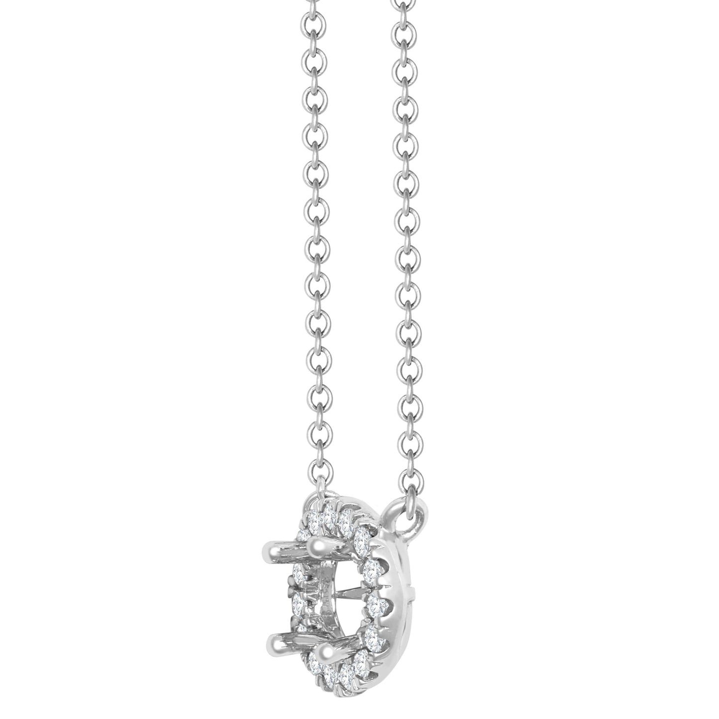 18ct White Gold 0.15ct Natural Diamond Halo Pendant with 16"-18" Chain Extender