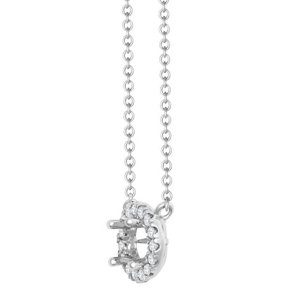 18ct White Gold 0.15ct Natural Diamond Halo Pendant with 16"-18" Chain Extender