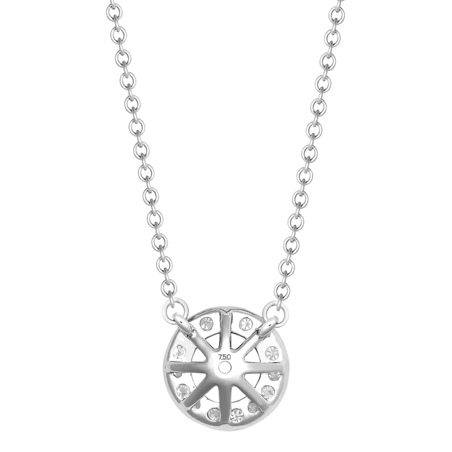 18ct White Gold 0.15ct Natural Diamond Halo Pendant with 16"-18" Chain Extender