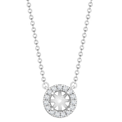 18ct White Gold 0.15ct Natural Diamond Halo Pendant with 16"-18" Chain Extender