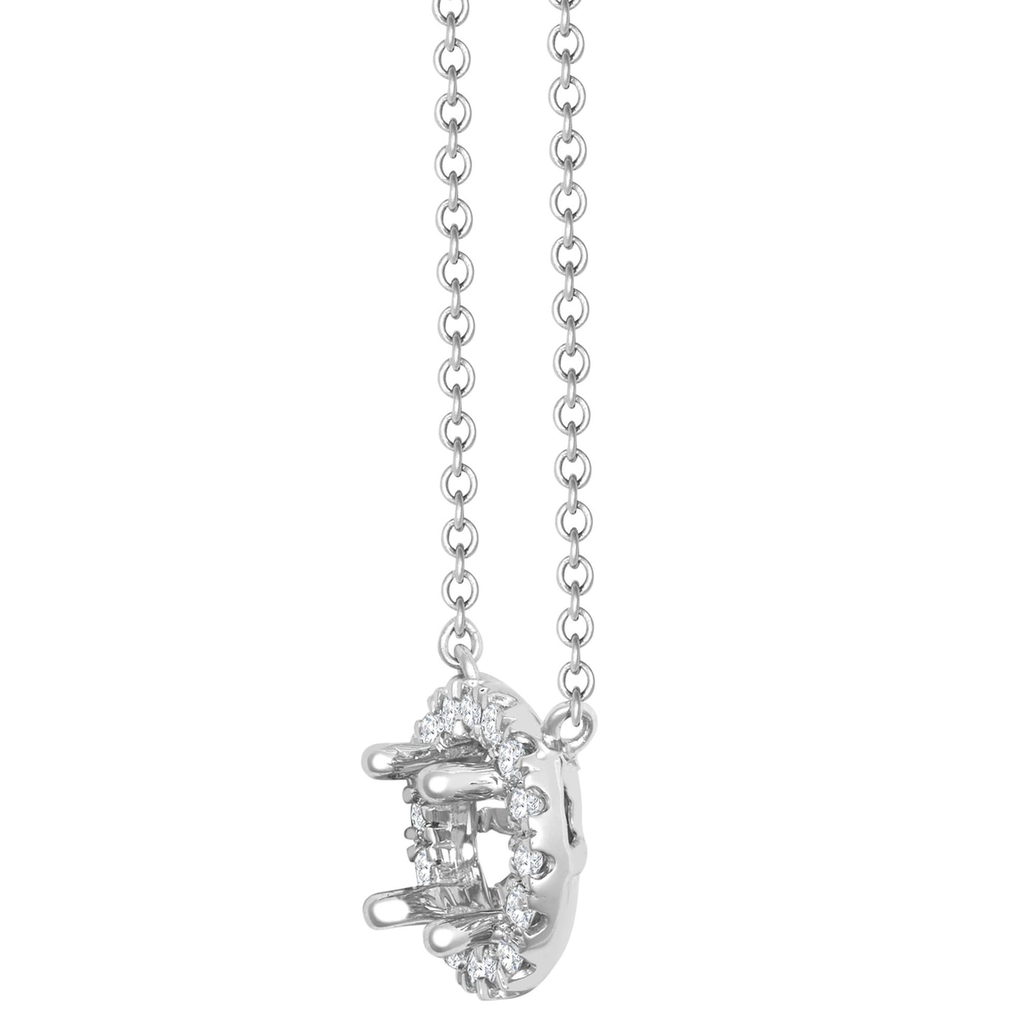 18ct White Gold 0.20ct Natural Diamond Halo Pendant with 16"-18" Chain Extender
