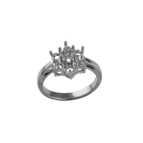 18ct White Gold 1.25ct Natural Diamond 7 Stone Cluster Ring Mount