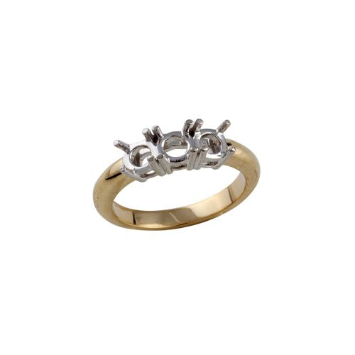 18ct Yellow/White 1.50ct Natural Diamond Claw Set Trilogy Ring Mount