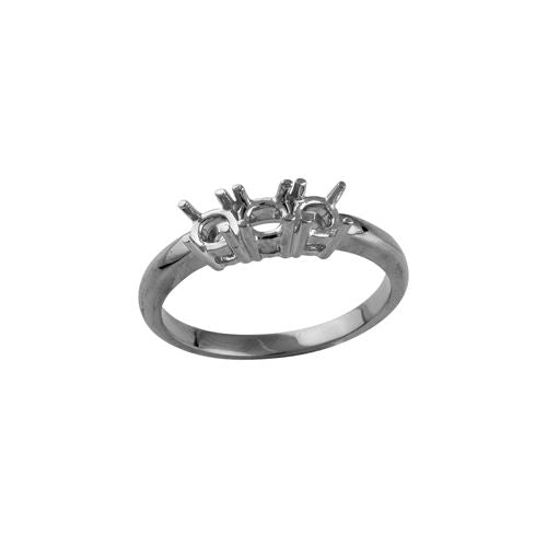 18ct White 0.70ct Natural Diamond Claw Set Trilogy Ring Mount