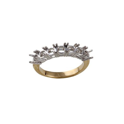 18ct Yellow and White 1.50ct Natural Diamond 7 stone 1/2 Eternity Ring Mount
